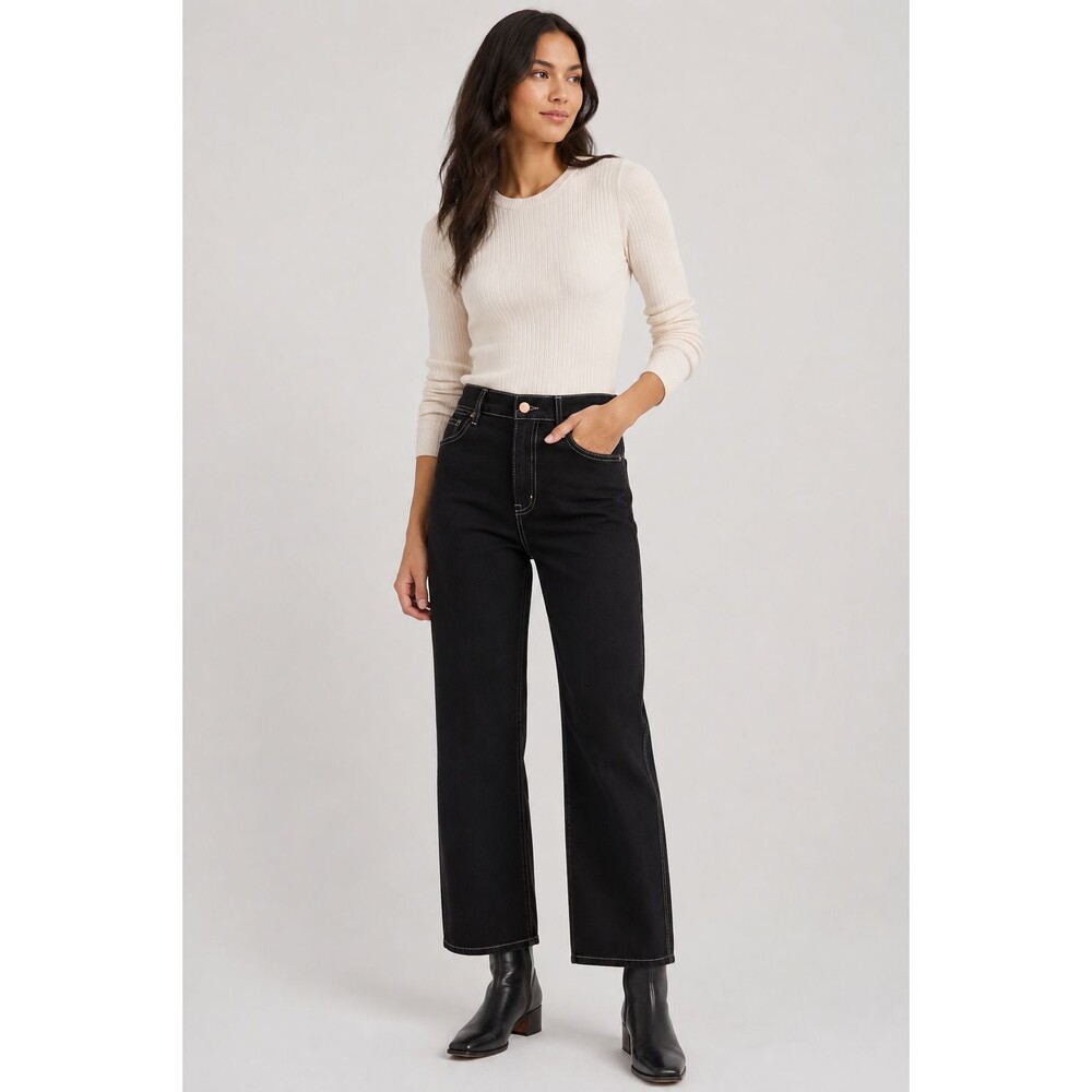 Reformation Cowgirl Straight Jeans Women’s 28 Black High Rise Cropped Denim